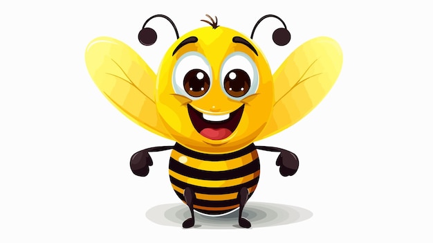 Bee Happy Cartoon Vector Illustration Isolated on White Background