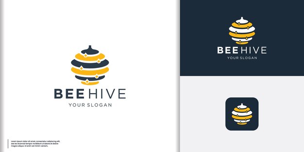 Vector bee hive and honey logo design inspiration vector template