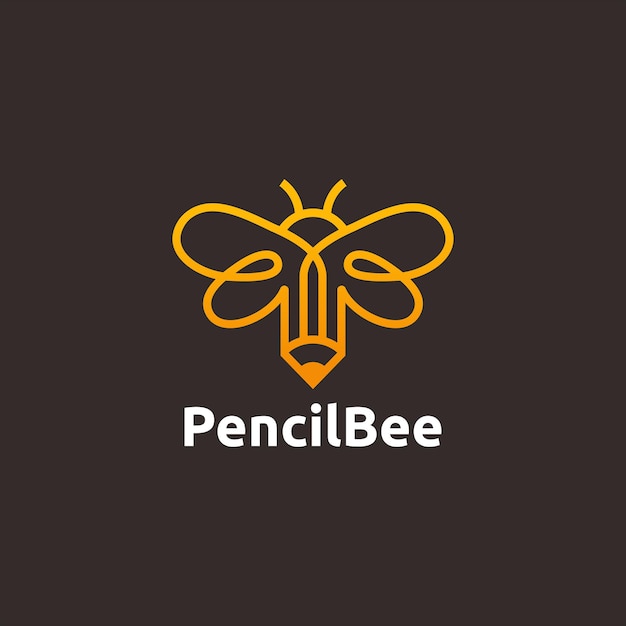 Bee Hive Pencil Art Bumble Bee Line Outline Simple Logo Design