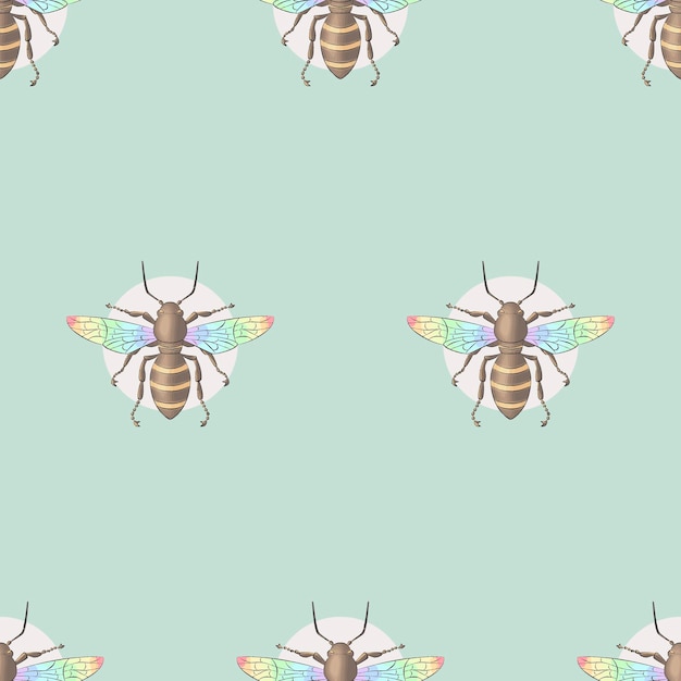 Bee Honeybee pattern Insect hand drawn colorful seamless pattern