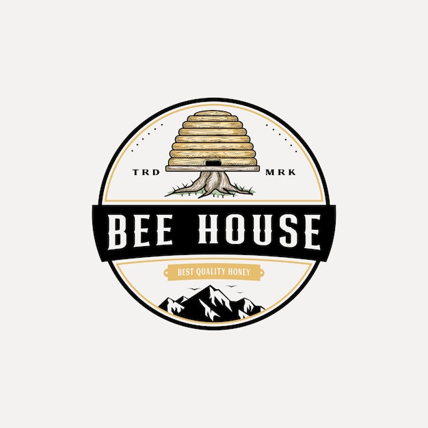 Bee House logo Design illustration For Bee Farm