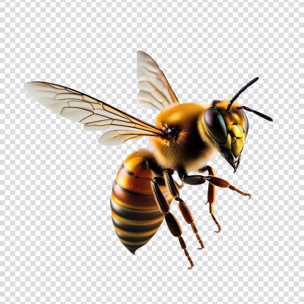 Vector a bee is flying isolated on transparent background ai generated