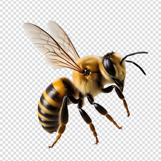 a bee is flying isolated on transparent background AI generated