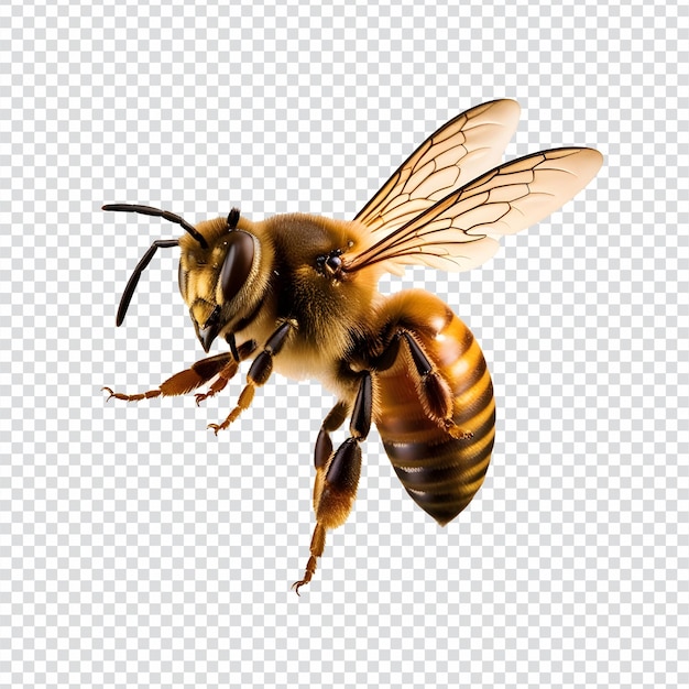 Vector a bee is flying isolated on transparent background ai generated