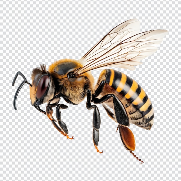 Vector a bee is flying isolated on transparent background ai generated