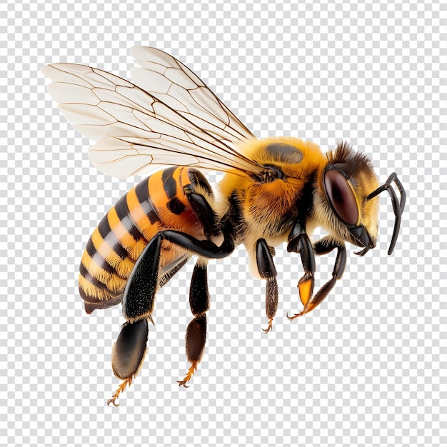 Vector a bee is flying isolated on transparent background ai generated