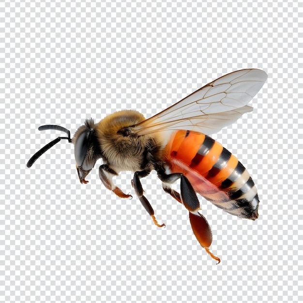 Vector a bee is flying isolated on transparent background ai generated