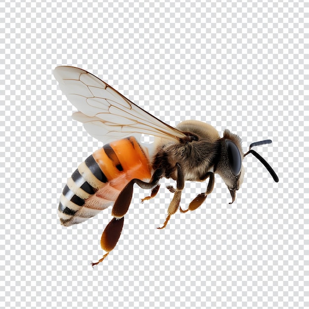 Vector a bee is flying isolated on transparent background