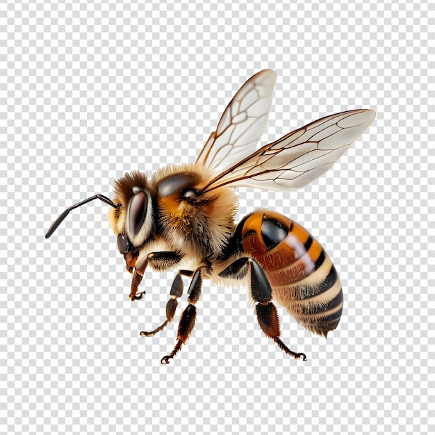 a bee is flying isolated on transparent background