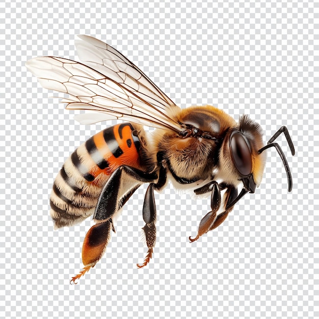 a bee is flying isolated on transparent background