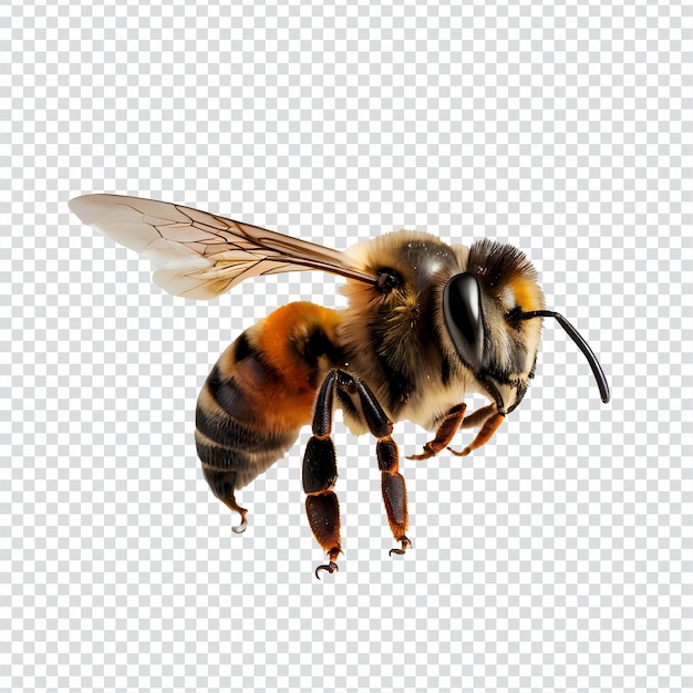 a bee is flying isolated on transparent background