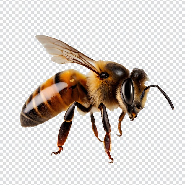 a bee is flying isolated on transparent background