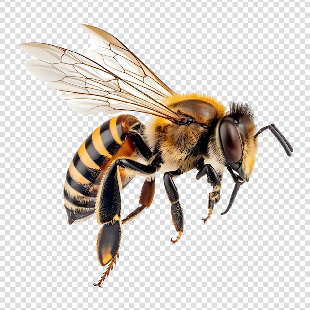 a bee is flying isolated on transparent background