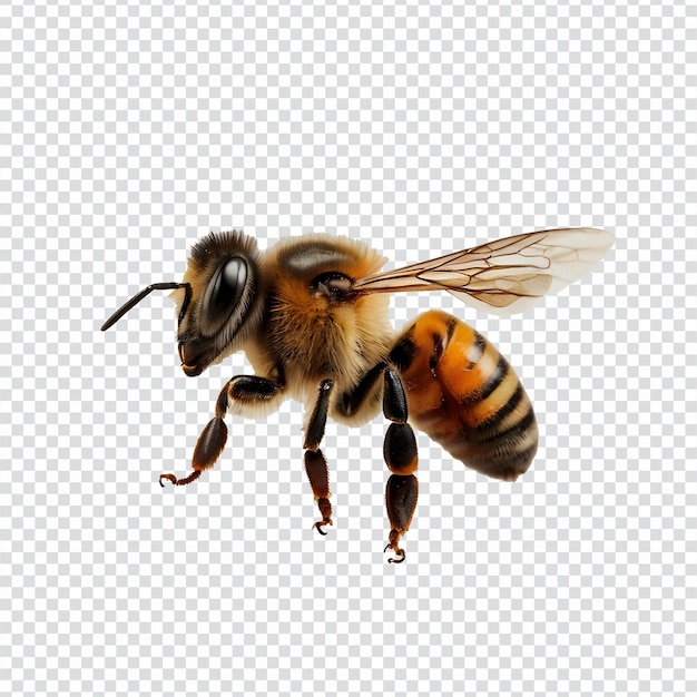 a bee is flying isolated on transparent background