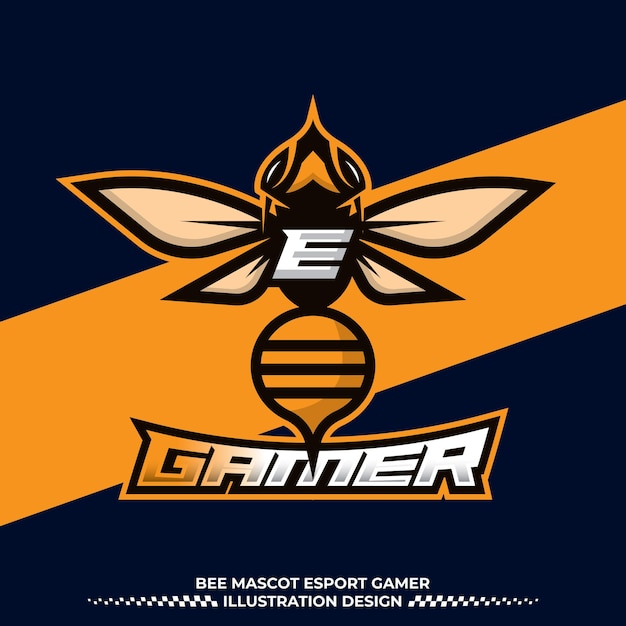 Vector bee letter e logo design hornet bee mascot esport illustration design angry bee esport mascot logo