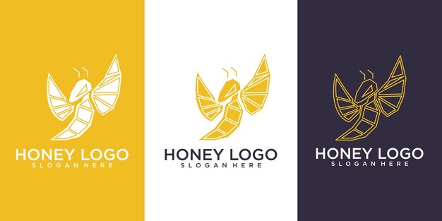 bee logo  with geometric concept