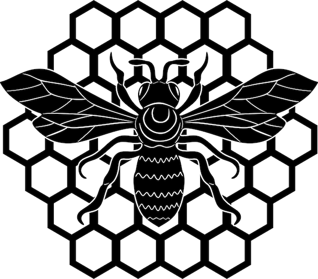 bee logo with huney vector design handmade silhouette