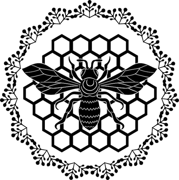 bee logo with huney vector design handmade silhouette