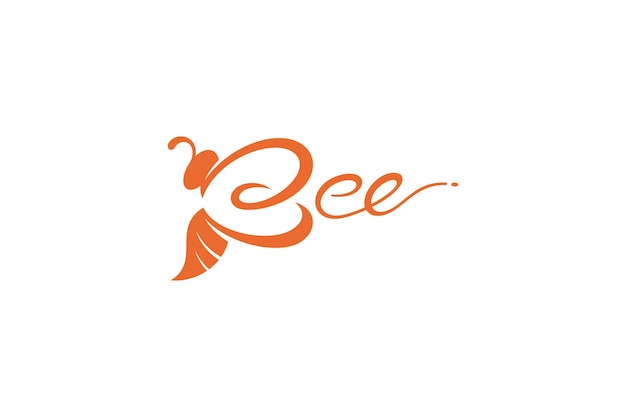 Bee logo with orange flat design concept