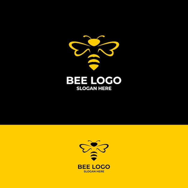 Bee logo with a yellow and black background