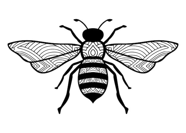 Bee mandala coloring page for adults