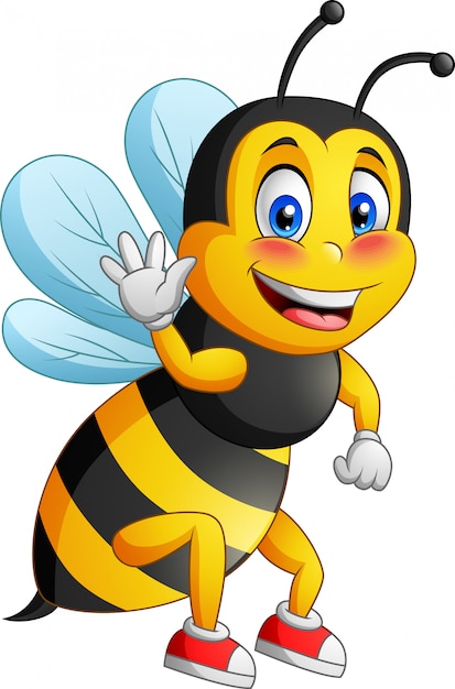 Bee mascot with two different sides