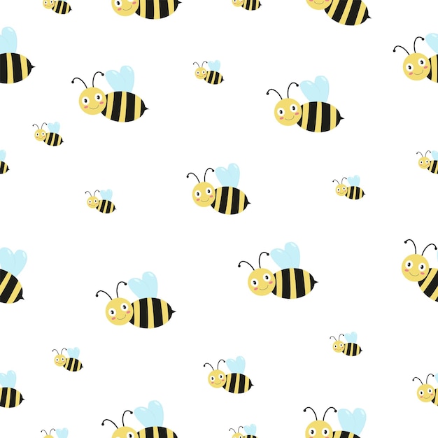 Bee pattern Vector graphics in cartoon style