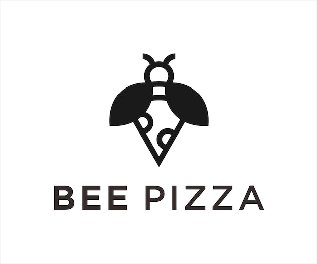 bee pizza logo design vector illustration