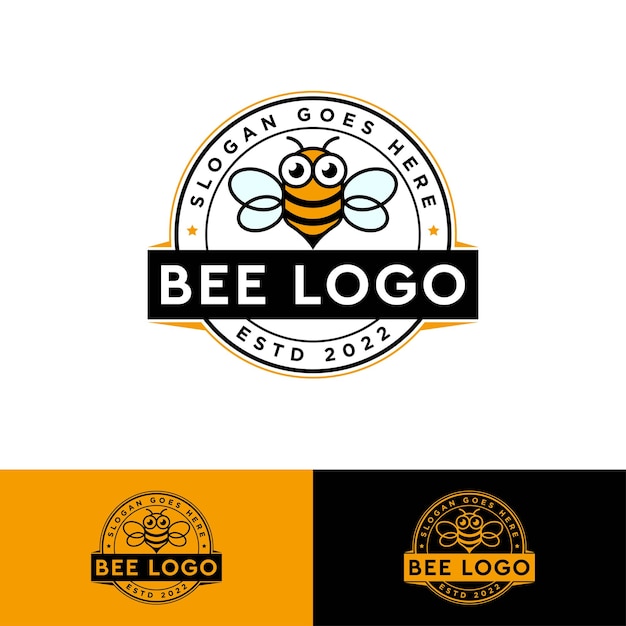 Bee retro vintage logo template design