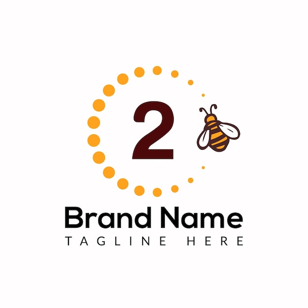 Bee Template On 2 Letter. Bee and Honey Logo Design Concept