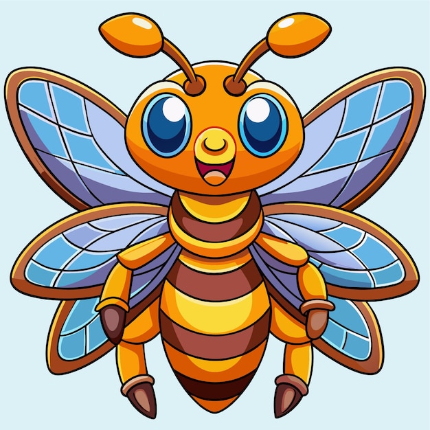 Vector a bee with blue eyes and a blue background