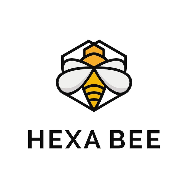 Bee with hexagon logo design