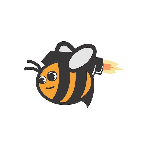 Bee With Rocket  Logo Design Template