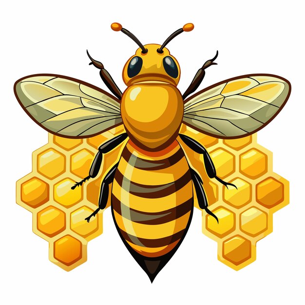 Vector a bee with a yellow body and a black and red pattern