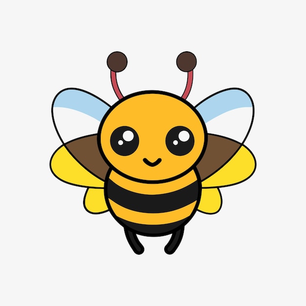 a bee with a yellow face and a black and white background