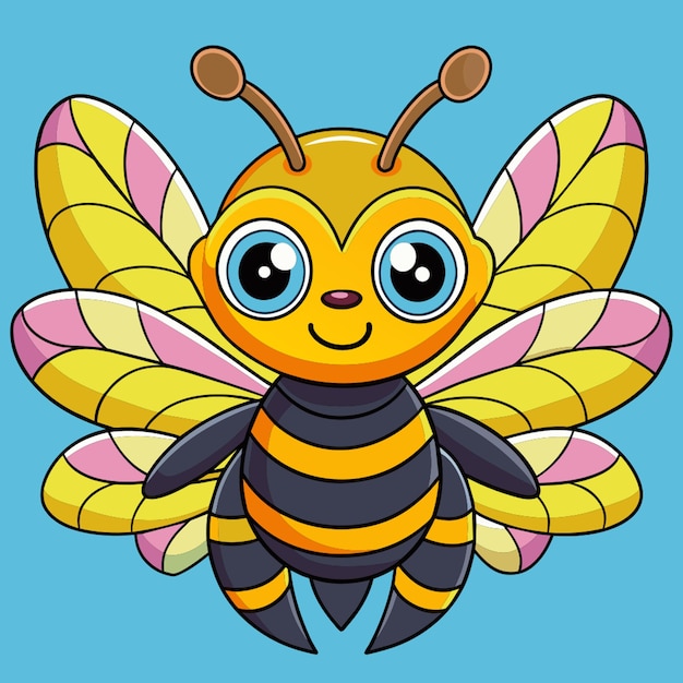 Vector a bee with a yellow and pink pattern on it