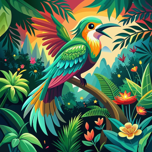 BeeEater bird energetic looks jungle vector