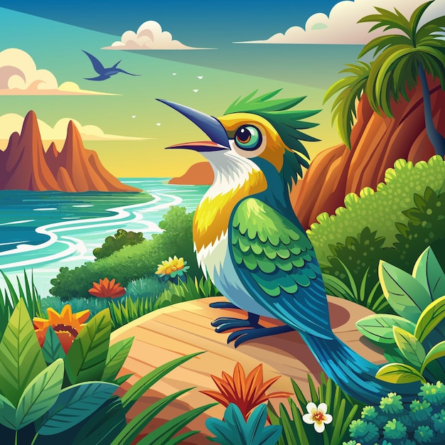 BeeEater bird excited rests ocean vector