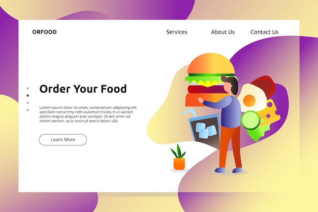 Vector beef burger food banner and landing page illustration