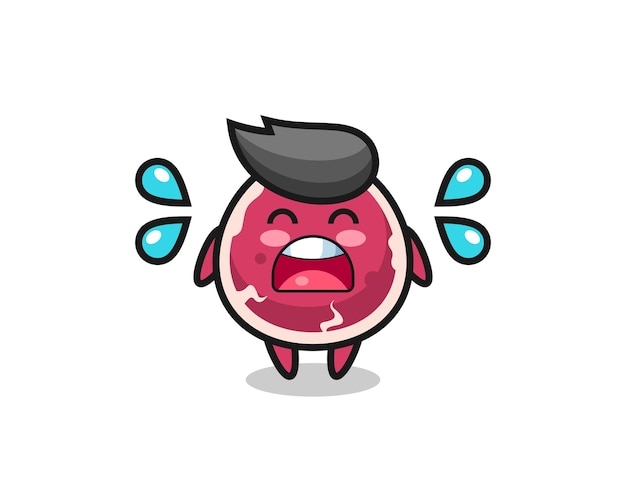 Beef cartoon illustration with crying gesture , cute style design for t shirt, sticker, logo element