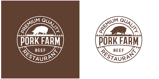 Beef emblem label logo design inspiration Premium Vector