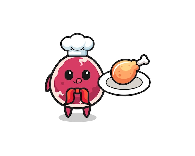 Beef fried chicken chef cartoon character