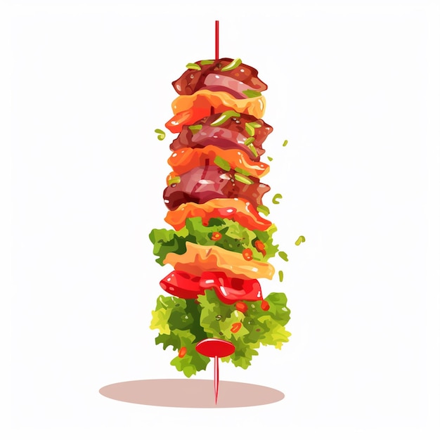 Vector beef meat grill vector kebab meal food restaurant isolated illustration chicken grilled