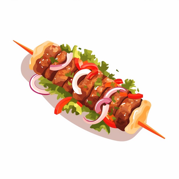 Vector beef meat grill vector kebab meal food restaurant isolated illustration chicken grilled