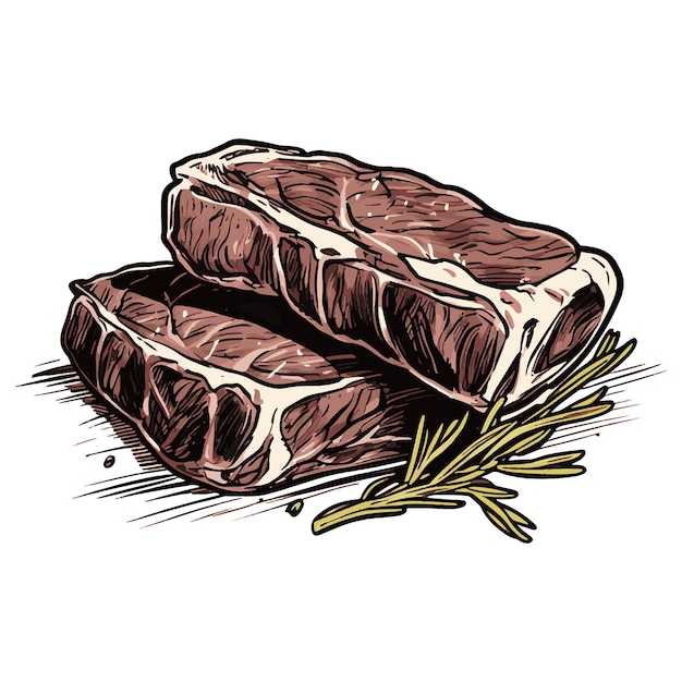 Vector beef steak hand drawn sketch engraving style vector