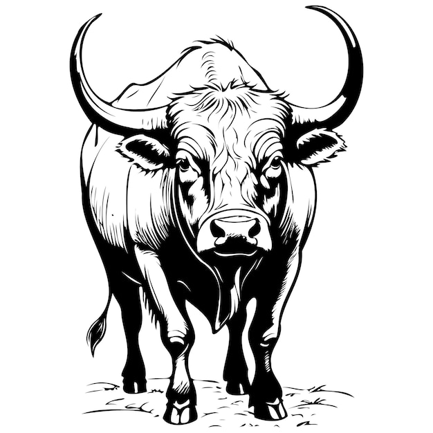 Vector beefalo isolated hand drawn animal illustration transparent background