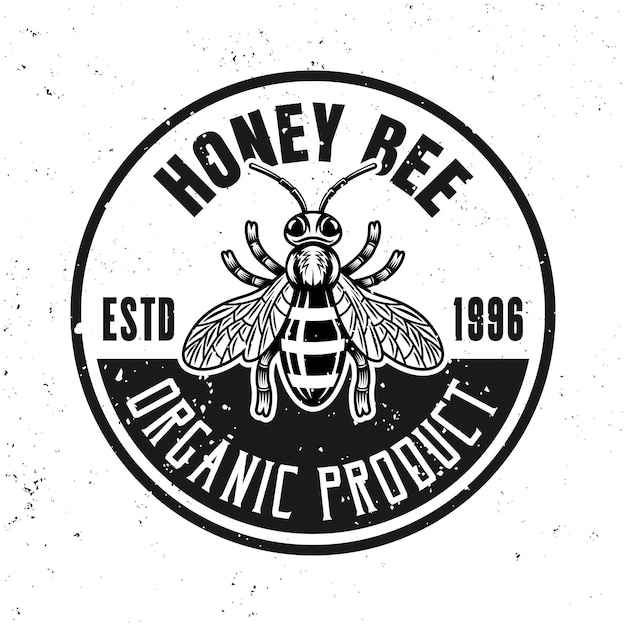 Vector beekeeping and honey vector emblem badge label or logo in monochrome style isolated on white background