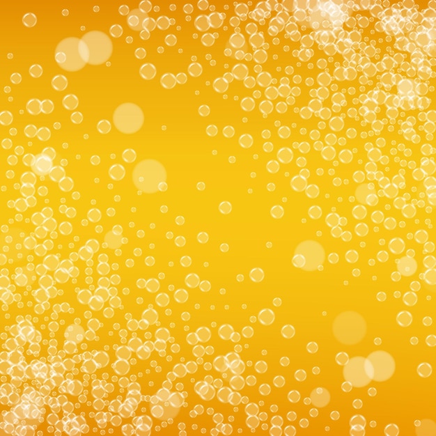 Beer background with realistic bubbles