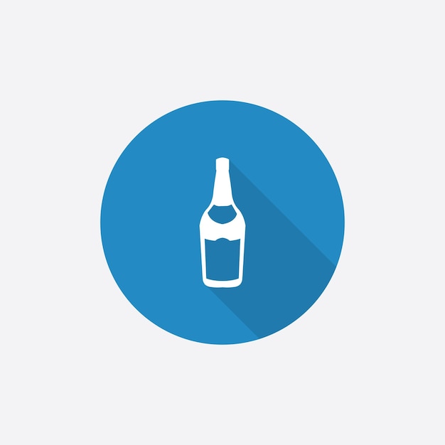 Beer bottle Flat Blue Simple Icon with long shadowxA