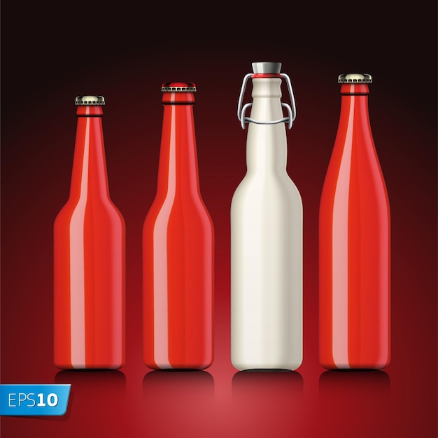 Beer bottle set with no label vector illustration